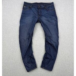 G Star Raw Jeans Mens 38x32 Blue Arc 3D Slim Loose Tapered Button Fly Denim